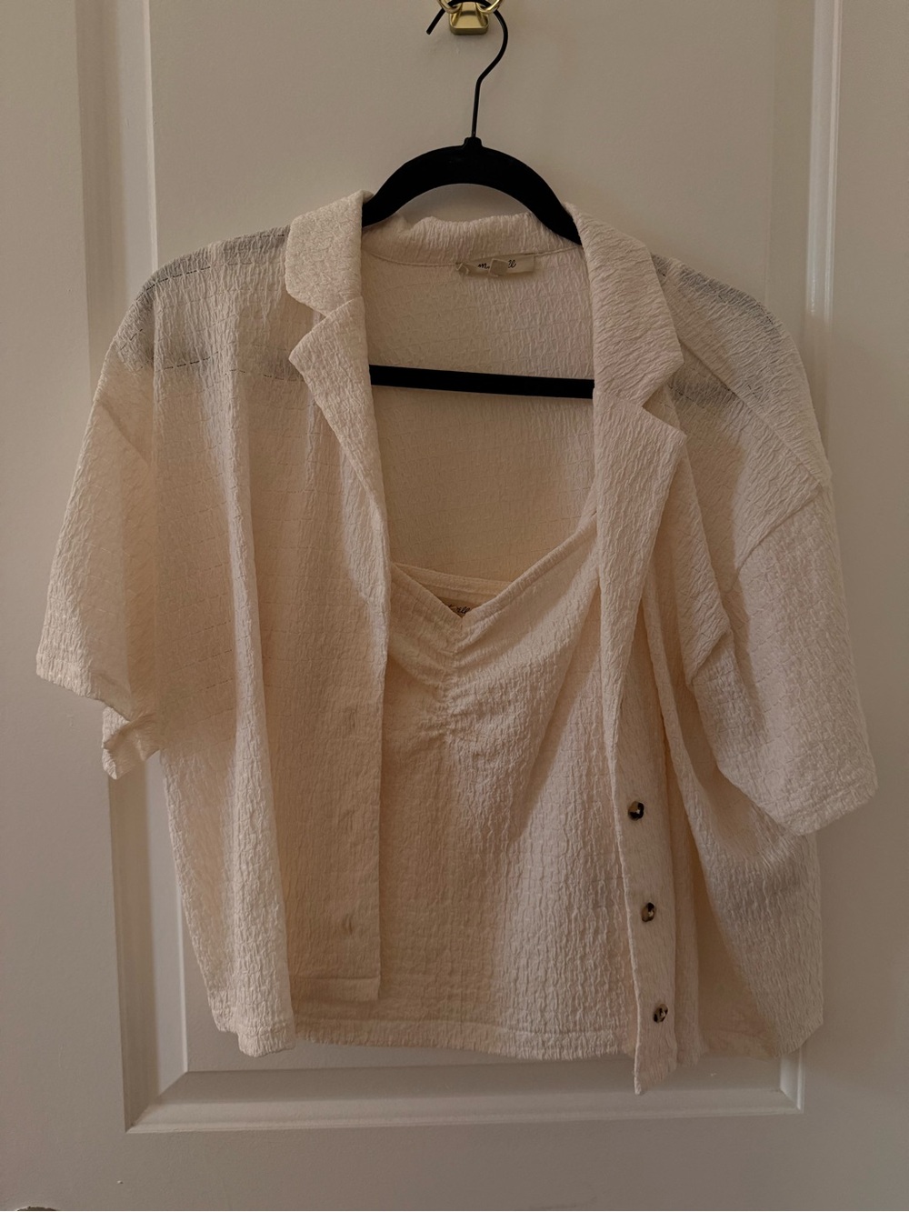 Madewell Cream Textured Tank & Button-Front Shirt Set